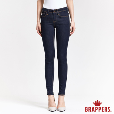 BRAPPERS 女款 新美腳 ROYAL 系列-女用彈性香檳色鑽窄管褲-藍