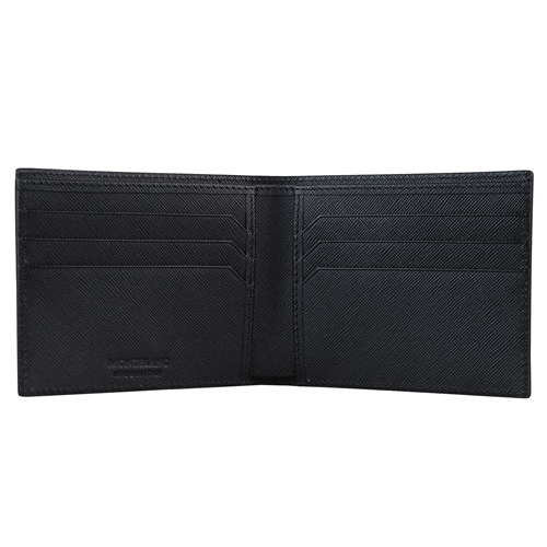 萬寶龍MONTBLANC Sartorial匠心系列防刮牛皮6卡對折短夾(黑)