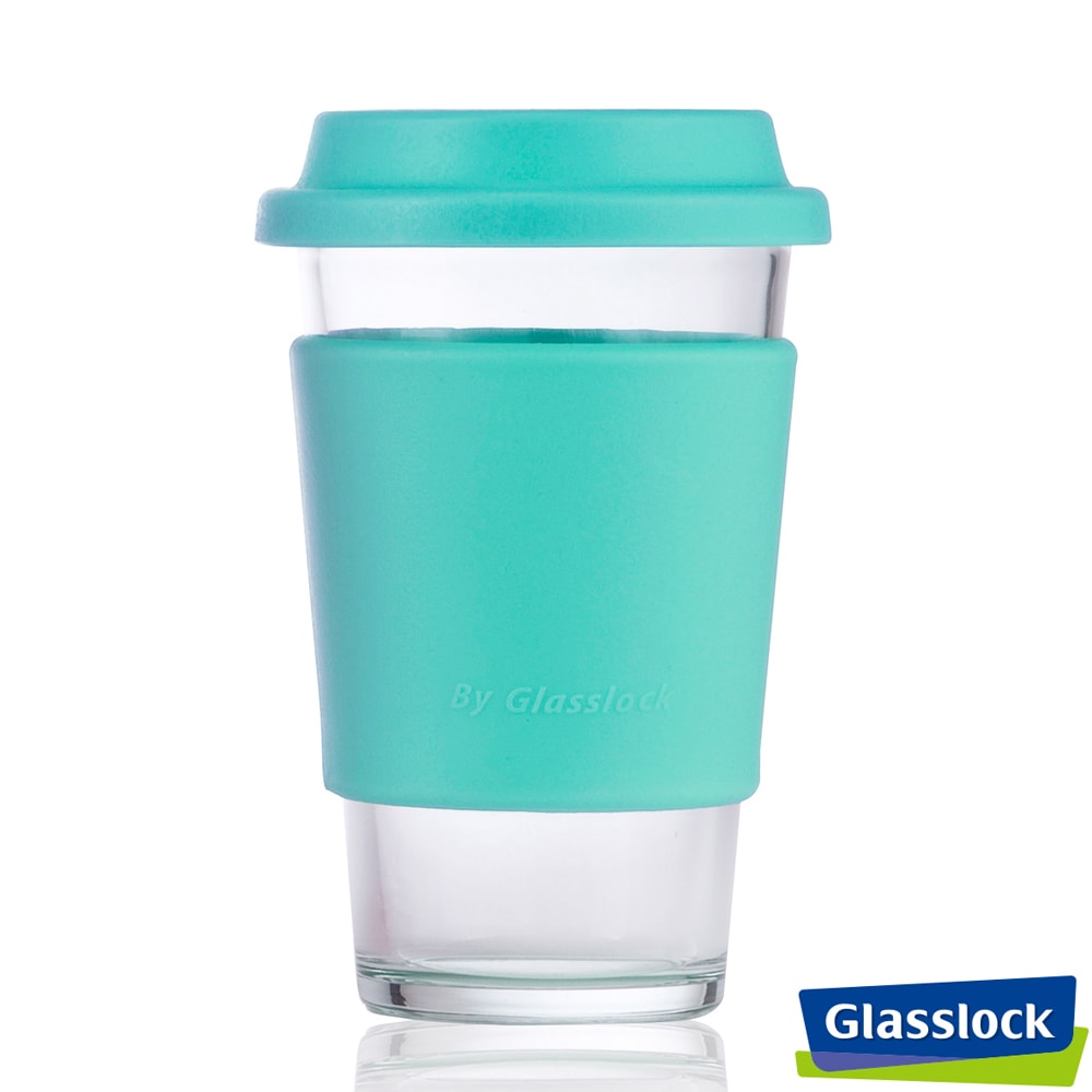Glasslock馬卡龍強化玻璃環保隨手杯 380ml(藍)
