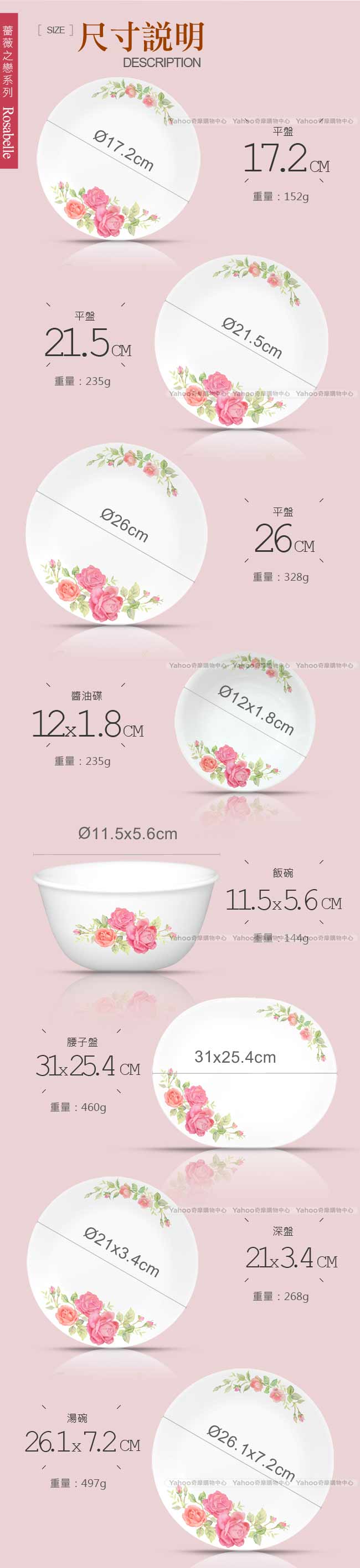 美國康寧 CORELLE 薔薇之戀餐盤碗10件組(ROS1002)