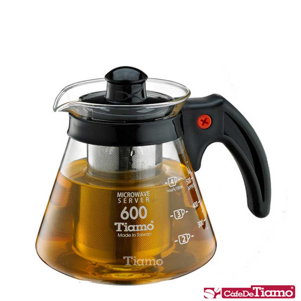 Tiamo 兩用耐熱玻璃壺-附不鏽鋼濾網 600cc-五色(HG2216)