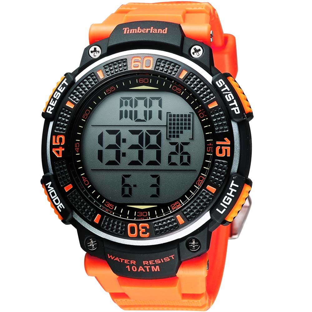Timberland CADION系列多功能數位腕錶-黑x橘/50mm