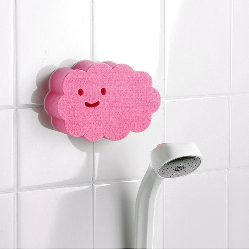 日本製造aisen黏貼式大片雲朵浴室海綿刷2入裝
