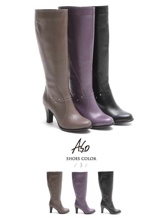 A.S.O 都會時尚 閃鑽微笑曲線靜音奈米長靴 黑