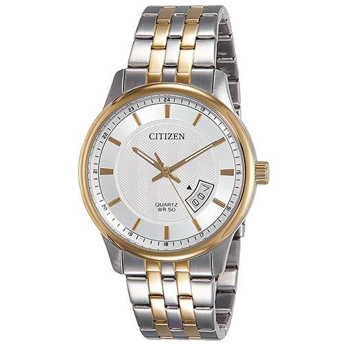 CITIZEN 鑲金不鏽鋼雙色石英男仕手錶(BI1054-80A)-白/40mm