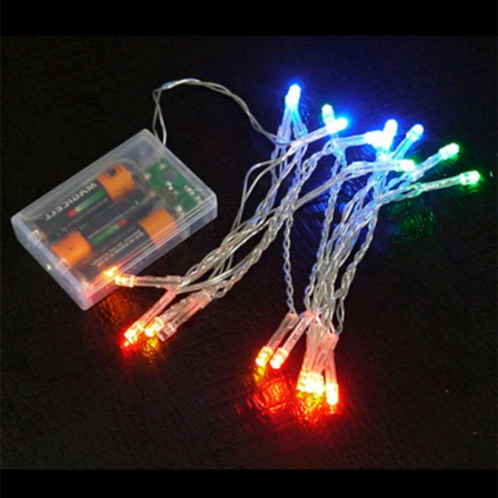 摩達客 聖誕燈LED燈串20燈電池燈(四彩光/透明線)(高亮度又環保)