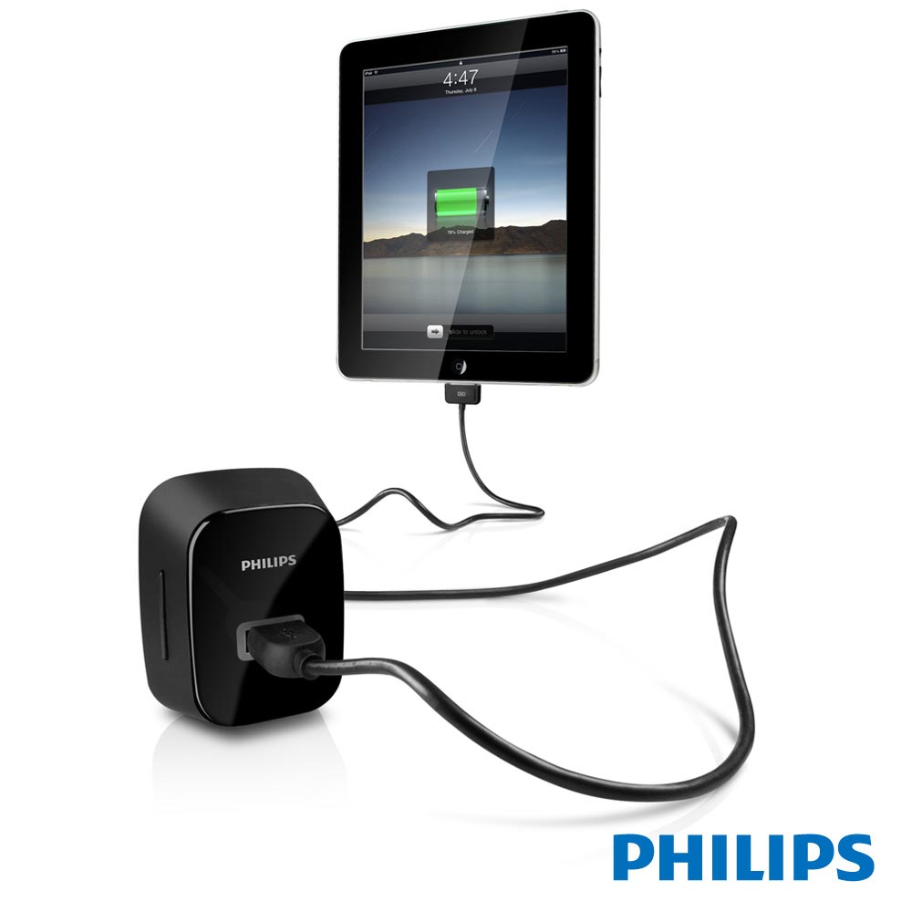 PHILIPS iPad可用USB旅行用高效能充電器 DLP2232
