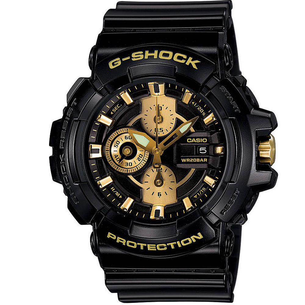 G-SHOCK 風靡街頭黑金狂想版運動休閒錶(GAC-100BR-1A)-52.7mm