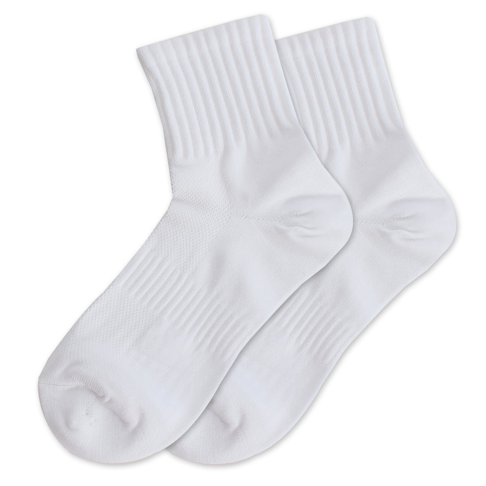裕發 90度直角不滑落設計運動短襪(25~28cm)3入-白
