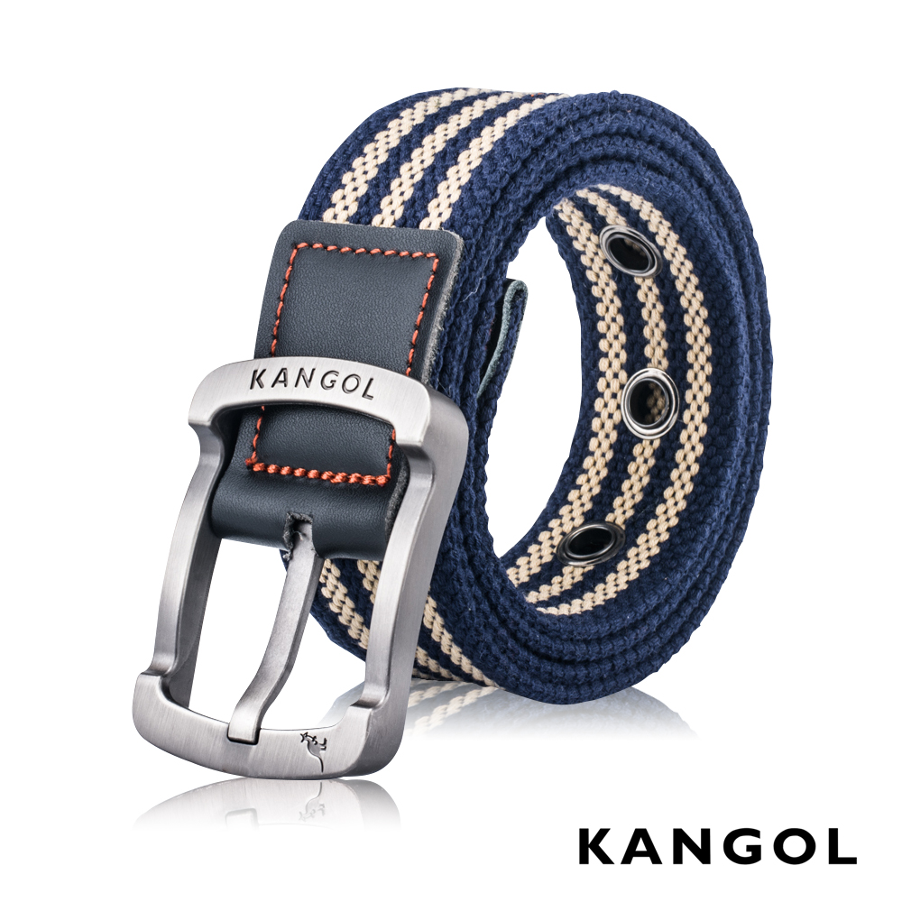 KANGOL EVOLUTION系列 英式潮流休閒針釦式皮帶- 藍條紋 KG1181