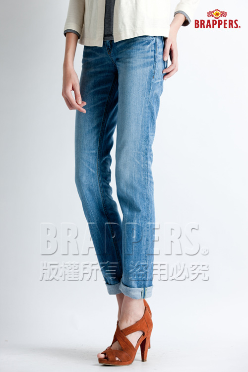 BRAPPERS 女款 Boy Firend Jeans 系列-彈性直筒褲-淺藍