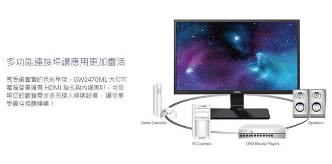 BenQ GW2470ML 24型 VA 智慧藍光護眼電腦螢幕