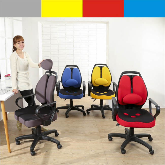 BuyJM 尼可防潑水3D坐墊可變式頭枕辦公椅-免組