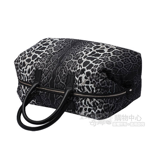 YSL Y-LOGO豹紋尼龍波士頓手提包