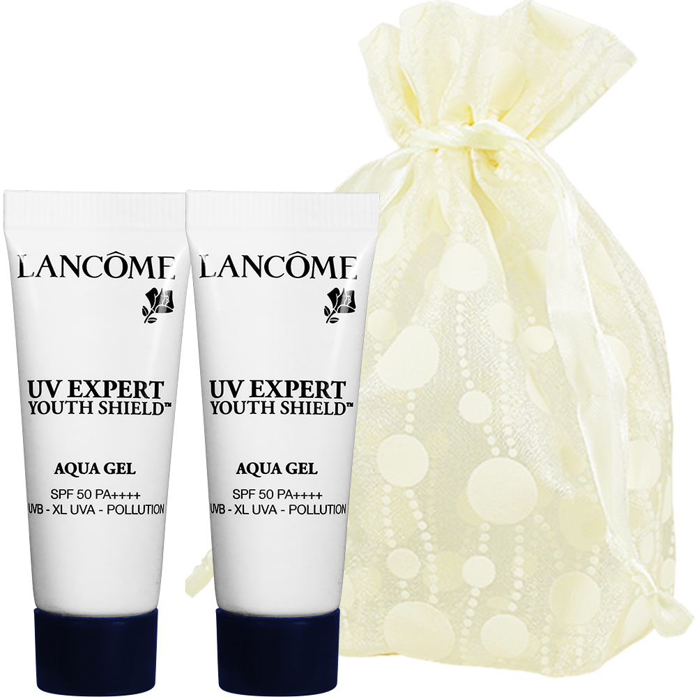 LANCOME 蘭蔻 超輕盈UV水凝露SPF50/PA++++10ml*2旅行袋組