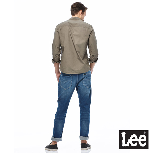 Lee 休閒長袖襯衫-男款-蓖麻灰