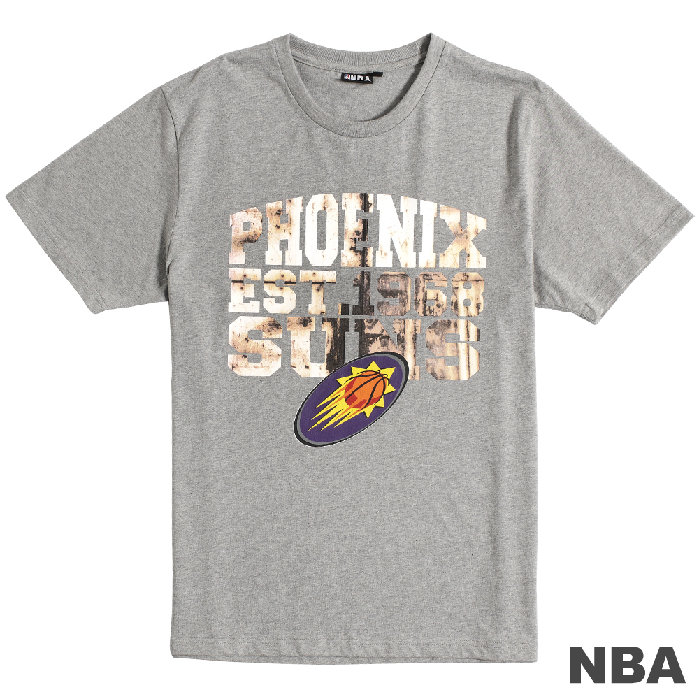 NBA-鳳凰城太陽隊復古街頭印花短袖T恤-灰(男)