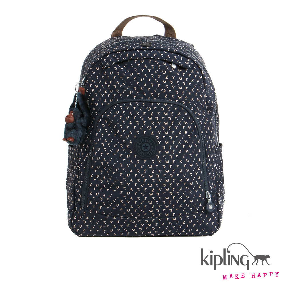 Kipling 後背包  靛藍棉點印花