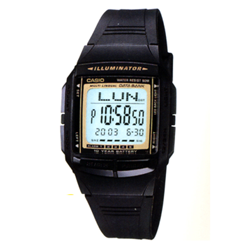 CASIO 黑炫風城市電子錶(DB-36-9A)-黃框