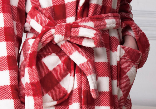 羅絲美睡衣 - 經典紅白格紋暖冬睡浴袍 (紅格紋)