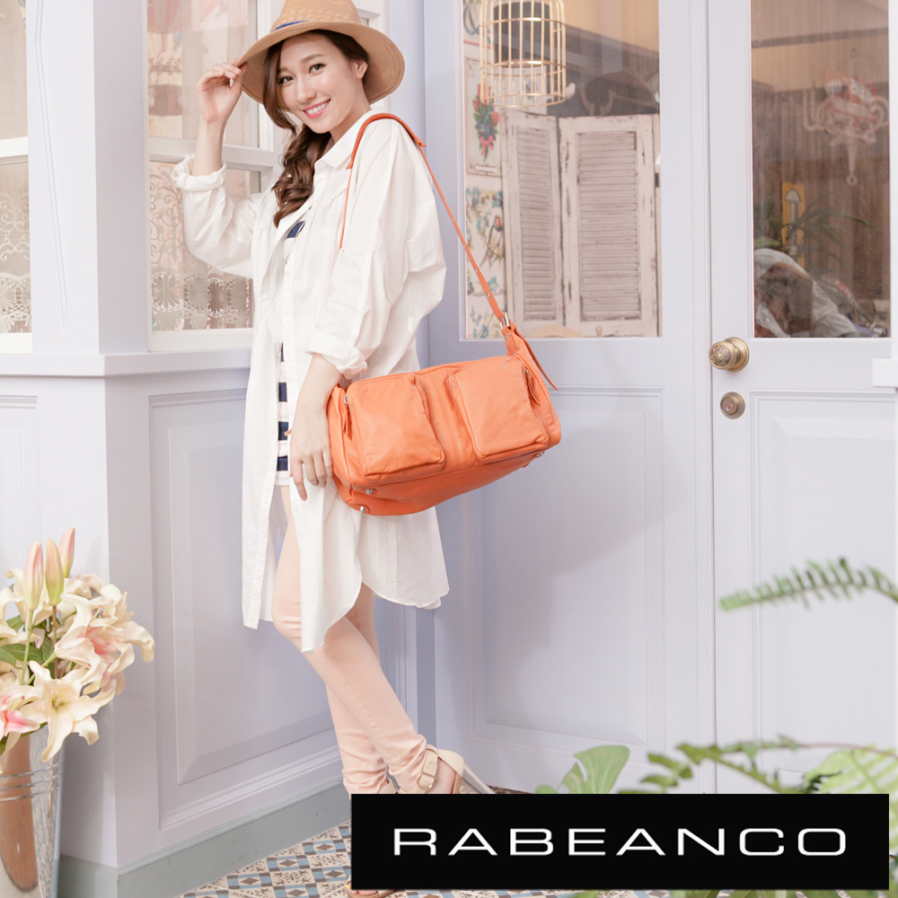 RABEANCO 歐系復刻系列 限量款多口袋斜背包 橙