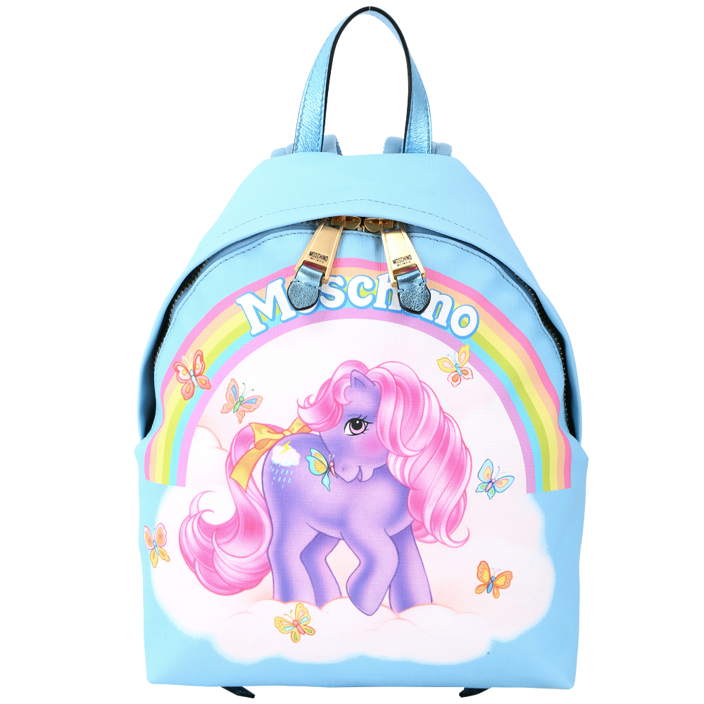 MOSCHINO MY LITTLE PONY 彩虹小馬後背包(粉藍色)