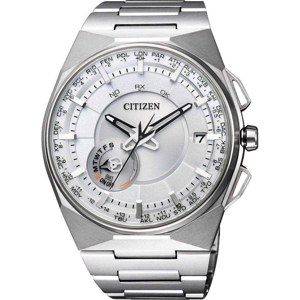 CITIZEN 衝鋒衛星對時鈦光動能旗艦腕錶(CC2001-57A)-白x銀/45mm