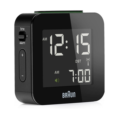 德國BRAUN百靈-電波迷你數位旅行電子鬧鐘-黑(BNC008BK-RC)