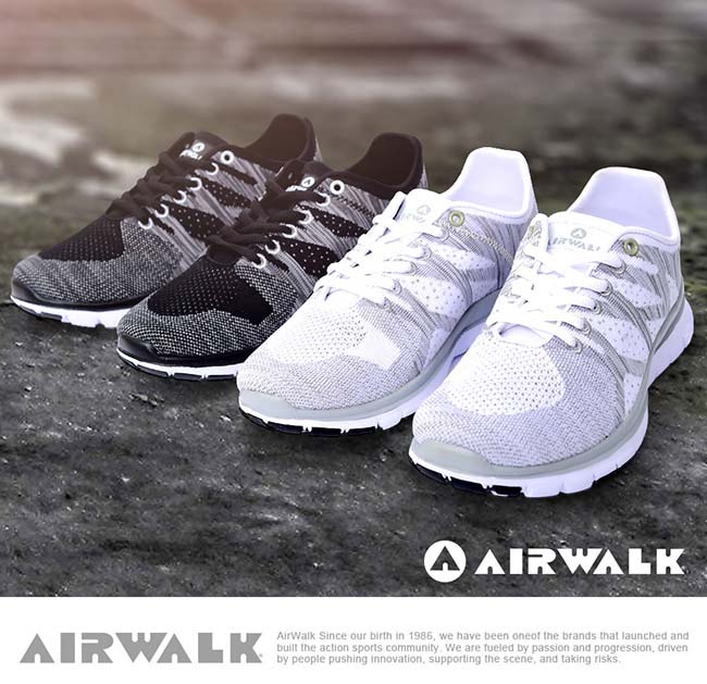 【美國 AIRWALK】幾何線條編織慢跑鞋-白