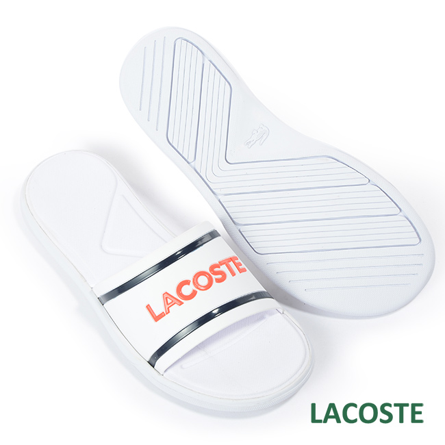 LACOSTE 女用拖鞋-白/橘