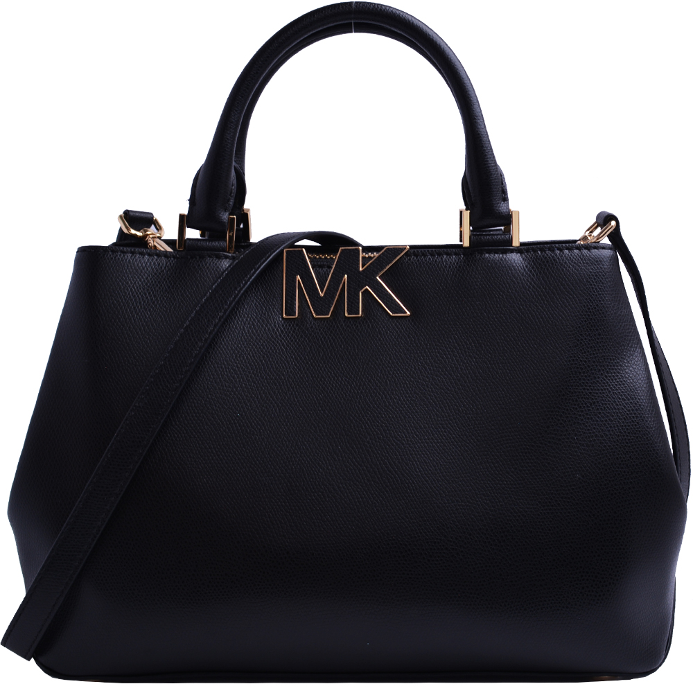 MICHAEL KORS Florence 立體MK防刮皮革三層手提/斜背包-黑