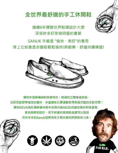 SANUK 經典款帆布素面懶人鞋-男款(咖啡色)