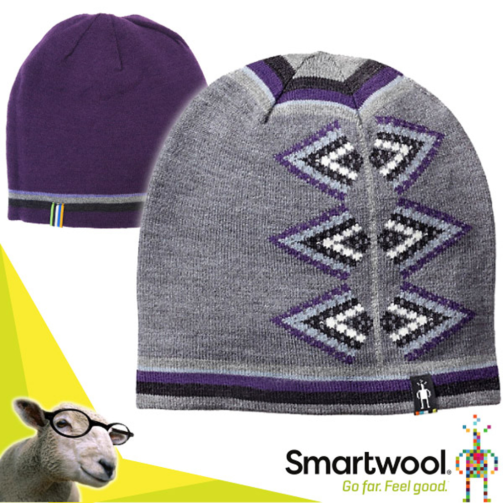 【SmartWool】女 Ski Jacqua 美麗諾羊毛 雙面可戴緹花小圓帽/炭灰