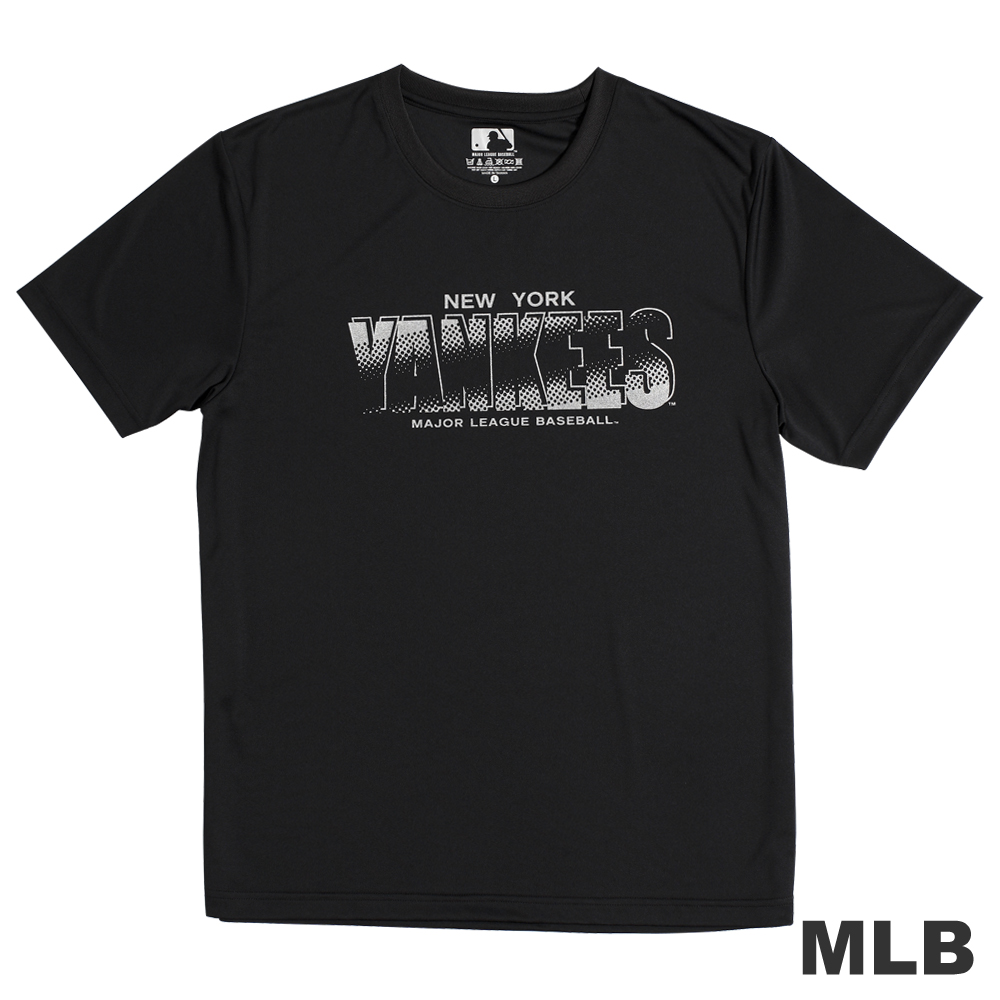 MLB-紐約洋基隊合身快排圓領上衣-黑(男)
