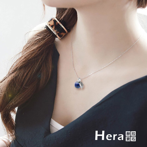 Hera925純銀手作天然青金石羽毛項鍊/鎖骨鍊