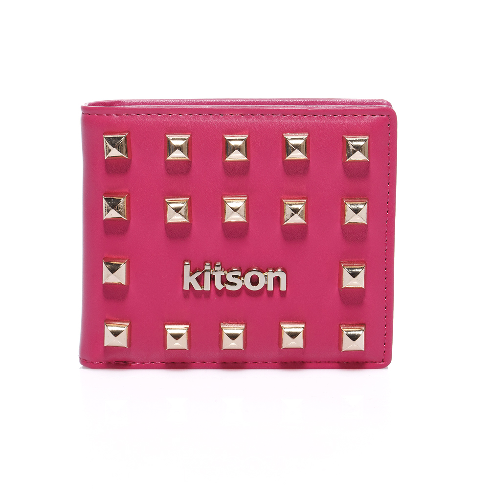 kitson Rock 鉚釘折疊式短夾-PINK