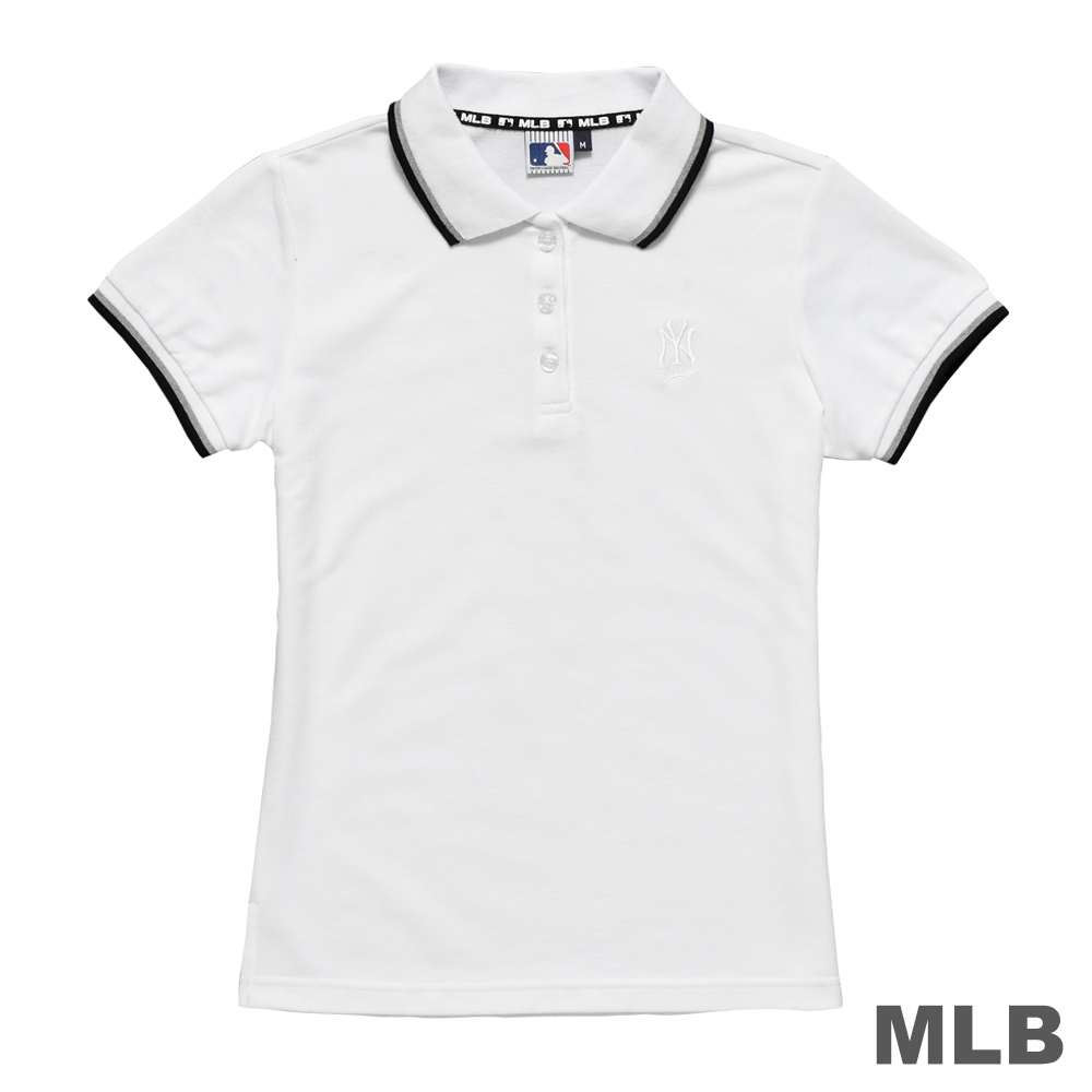 MLB-紐約洋基隊LOGO繡花POLO衫-白 (女)