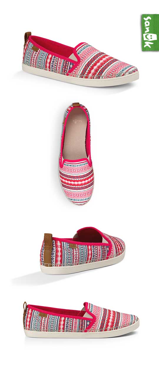 SANUK 美國設計Valdese Weavers編織休閒鞋-女款(桃紅色)