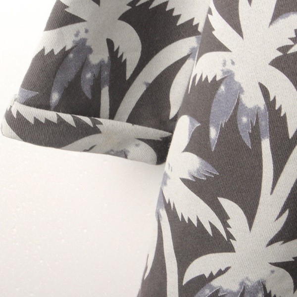 滿版椰子樹印花V領寬鬆長版棉感上衣/洋裝．2色-OB大尺碼