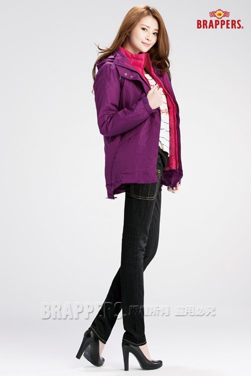 BRAPPERS 女款 二合一機能長版羽絨外套-紫