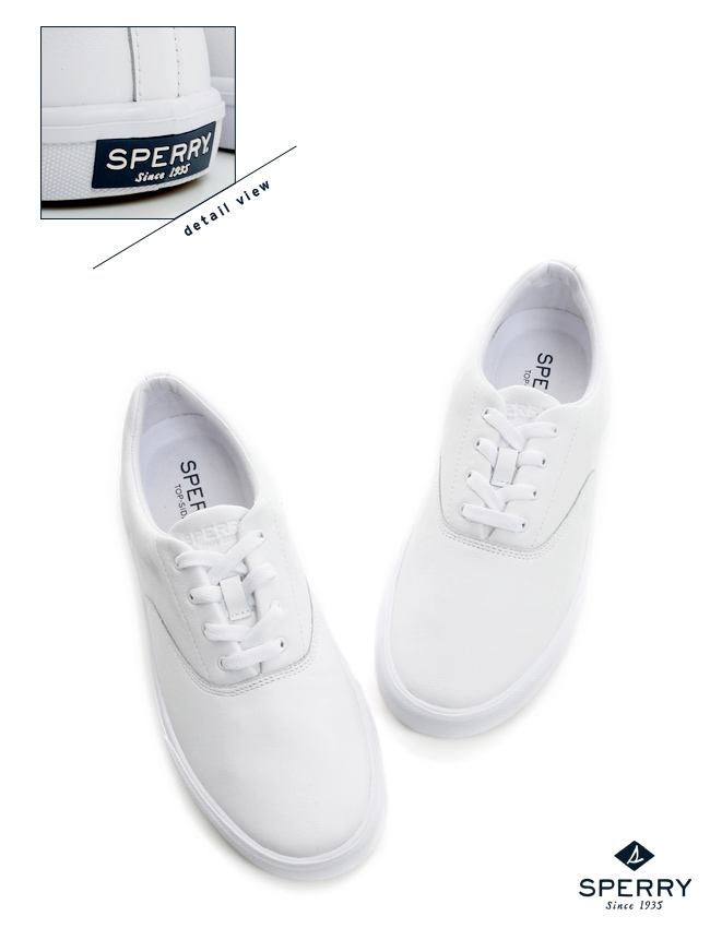 SPERRYStriper全新進化吸震減壓皮革休閒鞋(情侶中性款)-白