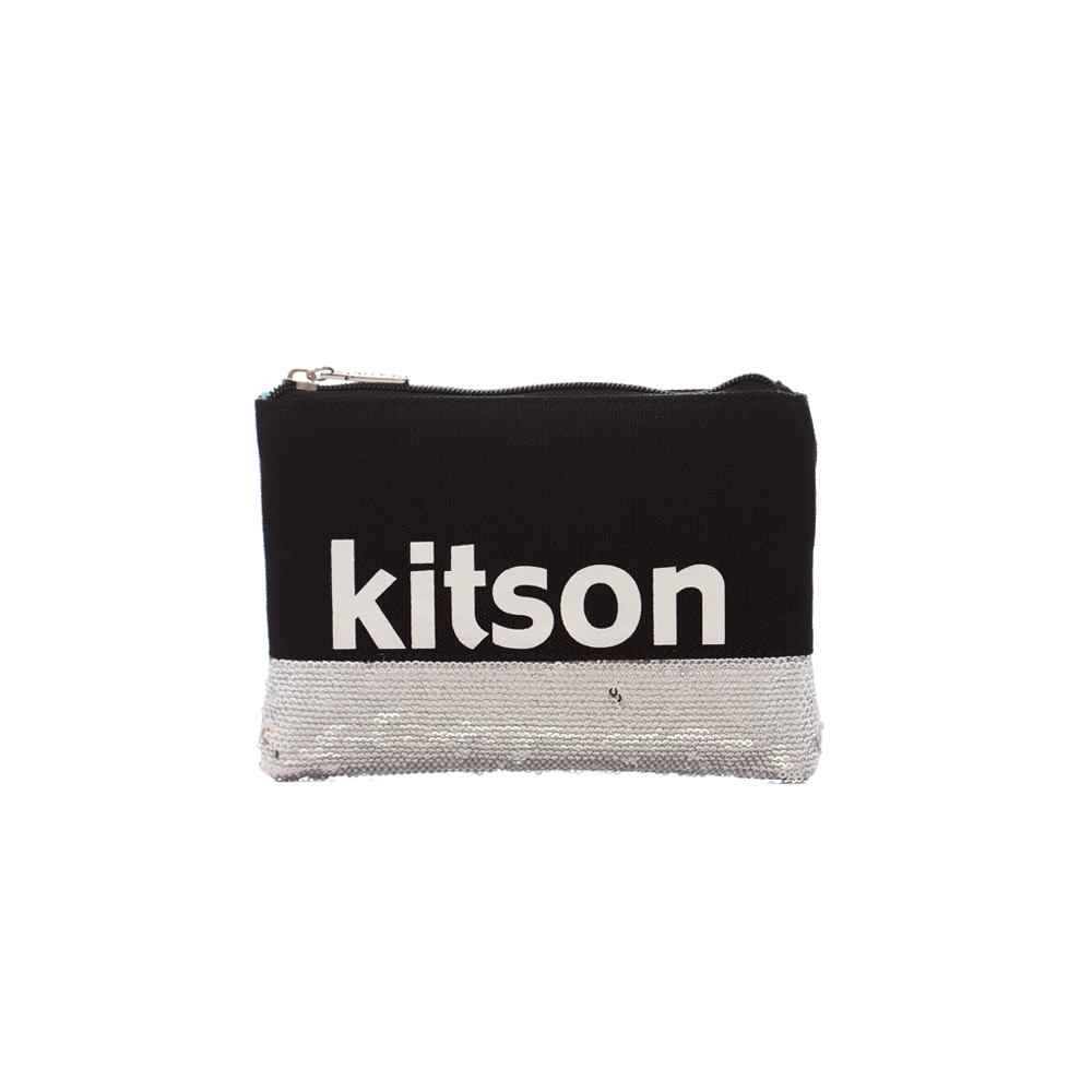 kitson 亮片拼接長形隨身包 / 化妝包 ( 黑x銀 )