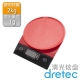 【dretec】「背光旋盤」廚房料理電子秤-紅黑色 product thumbnail 1