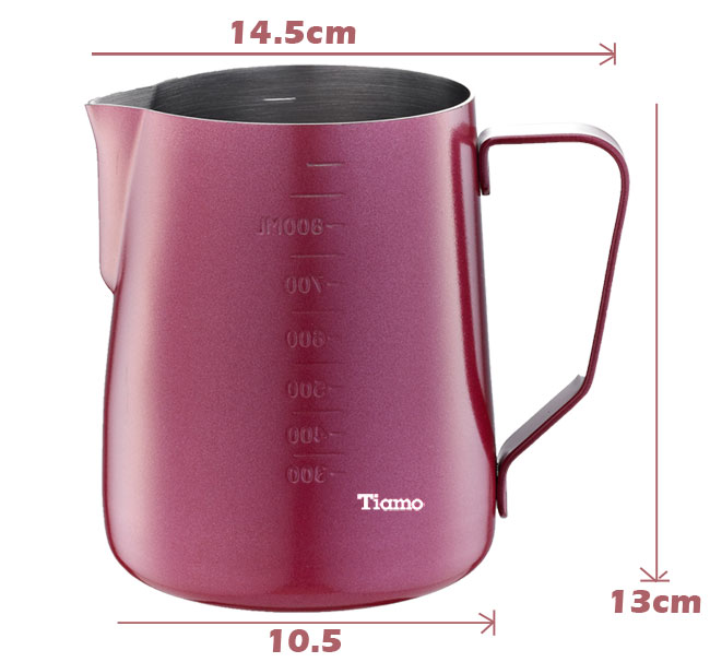 Tiamo 專業內外刻度不鏽鋼拉花杯950cc-不沾塗層(HC7088)