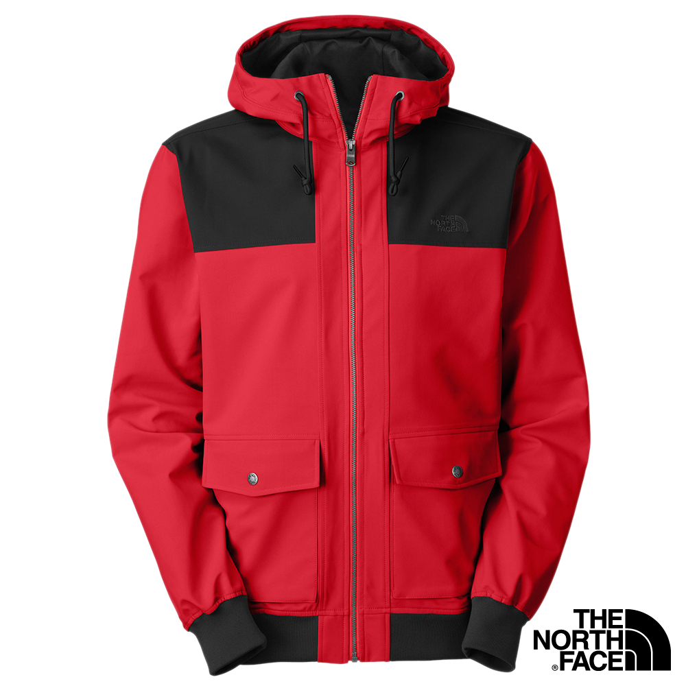 The North Face 男 APEX 防風兜帽外套  烈火紅