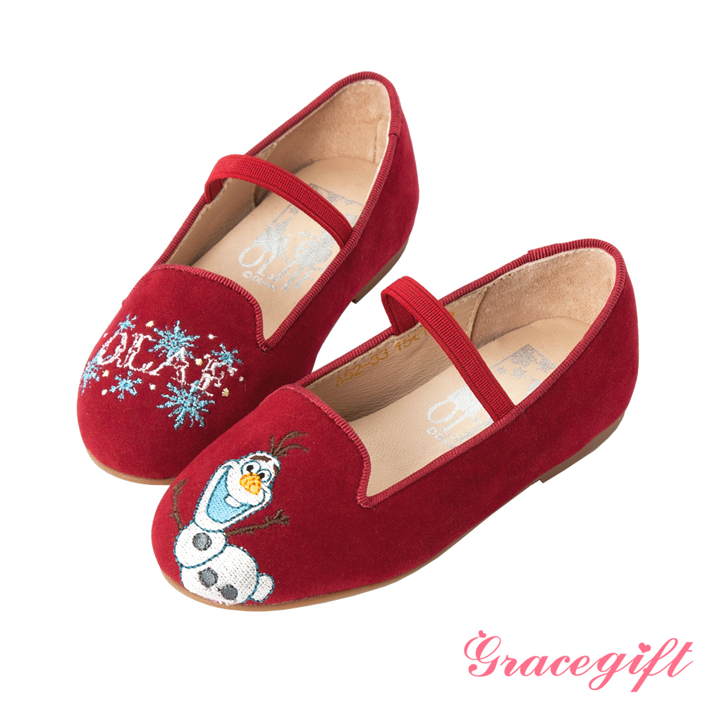 Disney collection by Grace gift-雪寶絨布童鞋 紅