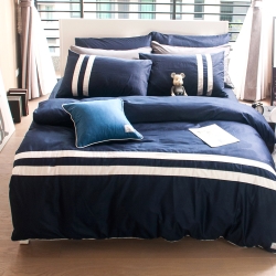 OLIVIA  玩色彩 藍白  特大雙人床包枕套三