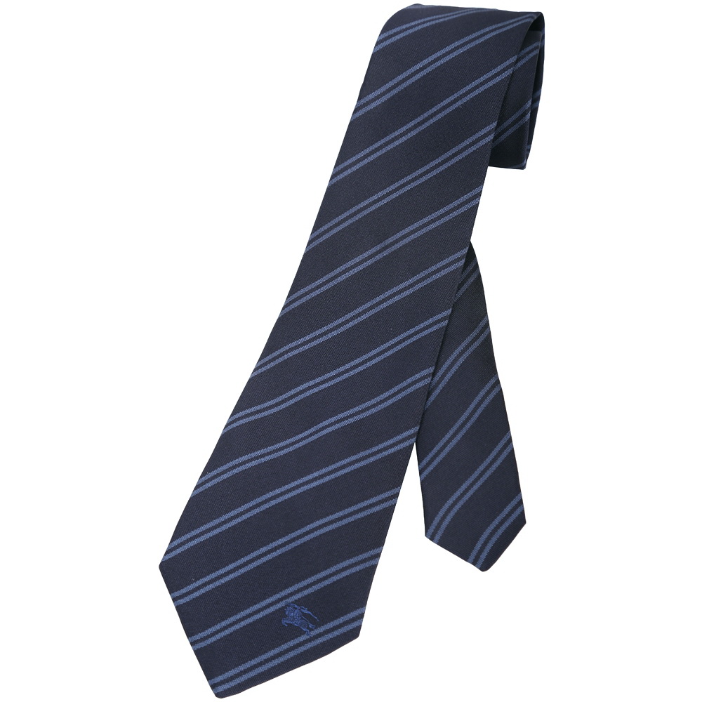 BURBERRY 條紋絲綢領帶(藍色)