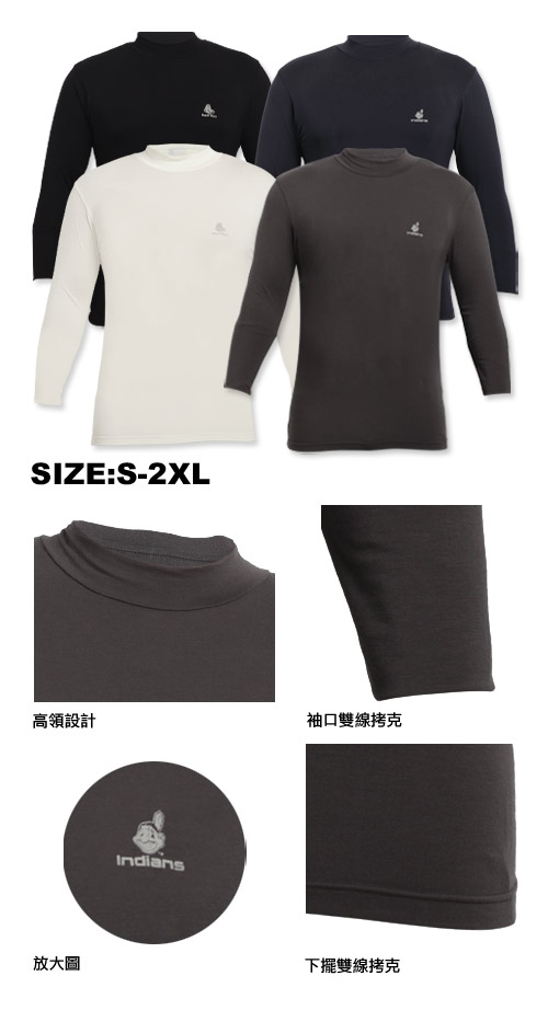 MLB-高領熱力棉T恤-黑(男)