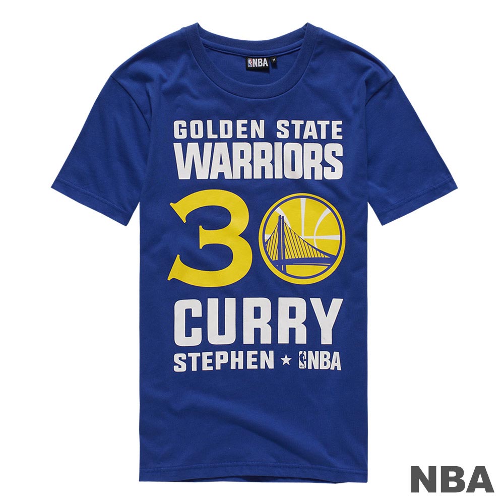 NBA-Stephen Curry勇士隊經典背號滿版印花短T-藍 (男)